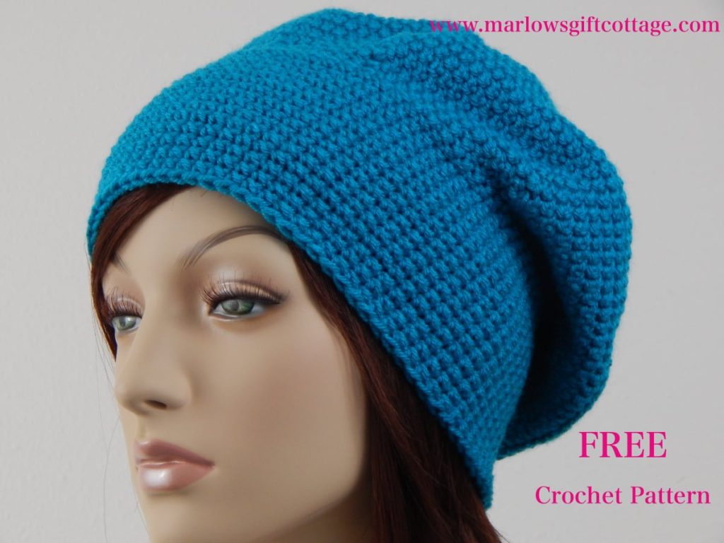 Easy crochet hat design for a winter slouchy hat