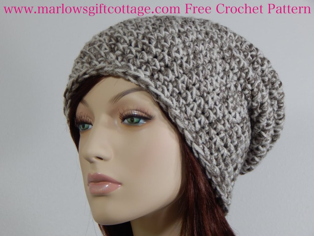 Easy crochet hat design for a winter slouchy hat