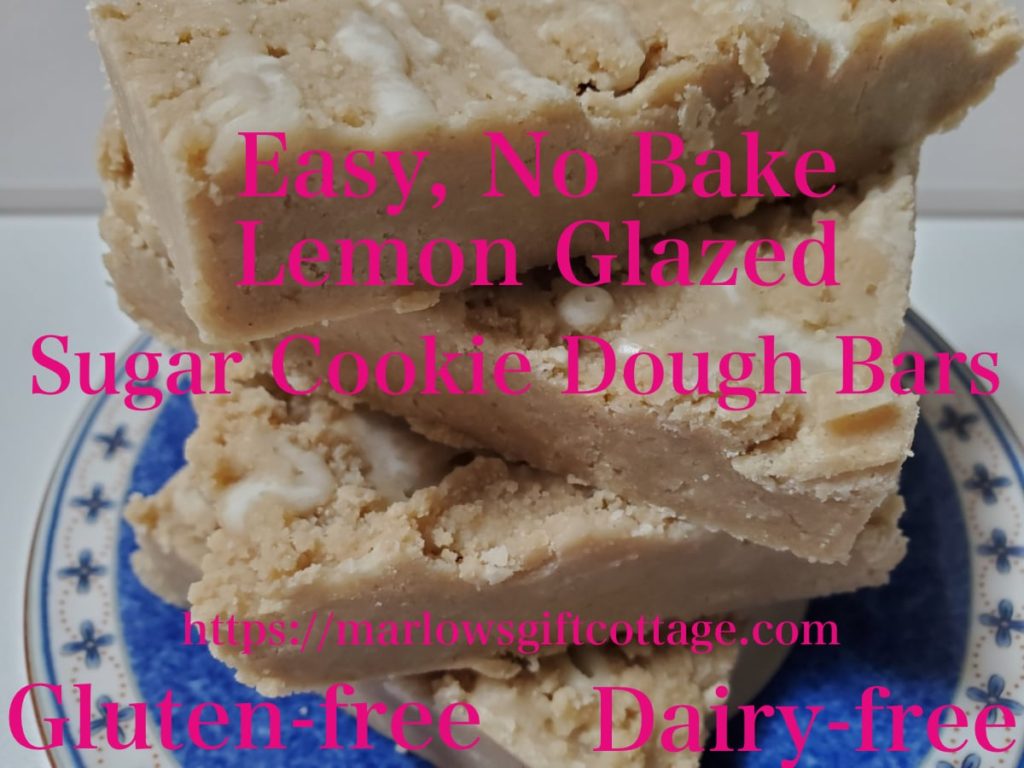 Easy No Bake Lemon Glazed Sugar Cookie Dough Bars dairy-free gluten-free coconut oil vegan dessert almond flour oat flour healthy allergy-friendly recipe