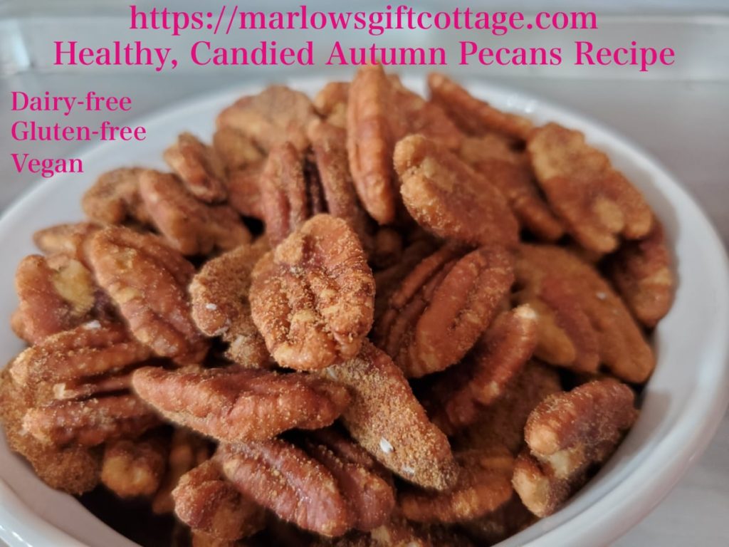 Healthy Candied Autumn Pecans Recipe Vegan, Dairy-free, Gluten-free, Allergy-friendly snack