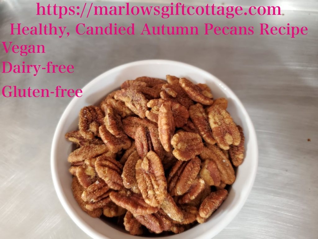 Healthy Candied Autumn Pecans Recipe Vegan, Dairy-free, Gluten-free, Allergy-friendly snack