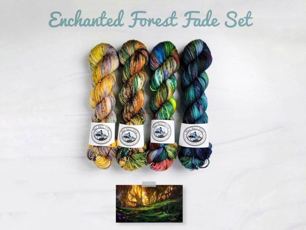 Amazing Hand Dyed Yarn by Makers on Etsy, Indie Etsy sellers, Handmade Creative Fibers, Etsy Shop, Wool Yarn, BlueBarnFiber Enchanted Forest Set