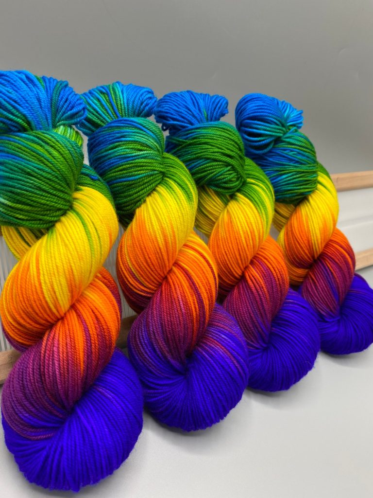 Amazing Hand Dyed Yarn by Makers on Etsy, Indie Etsy sellers, Handmade Creative Fibers, Etsy Shop, Wool Yarn, THREADSbymegannicole Rainbow Brite 