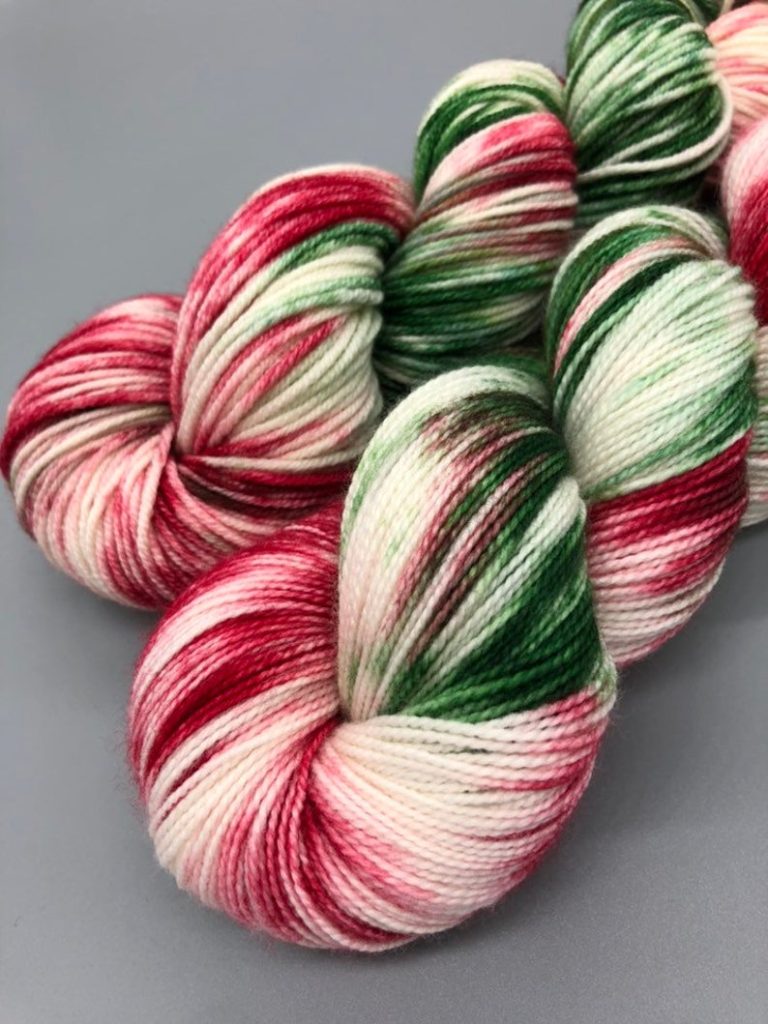 Amazing Hand Dyed Yarn by Makers on Etsy, Indie Etsy sellers, Handmade Creative Fibers, Etsy Shop, Wool Yarn, YarnLovingLadyByLisa Green White Red