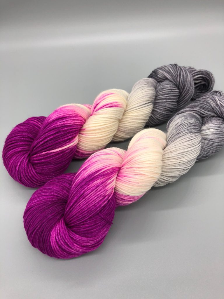 Amazing Hand Dyed Yarn by Makers on Etsy, Indie Etsy sellers, Handmade Creative Fibers, Etsy Shop, Wool Yarn, YarnLovingLadyByLisa Pinkish Purple White Grey