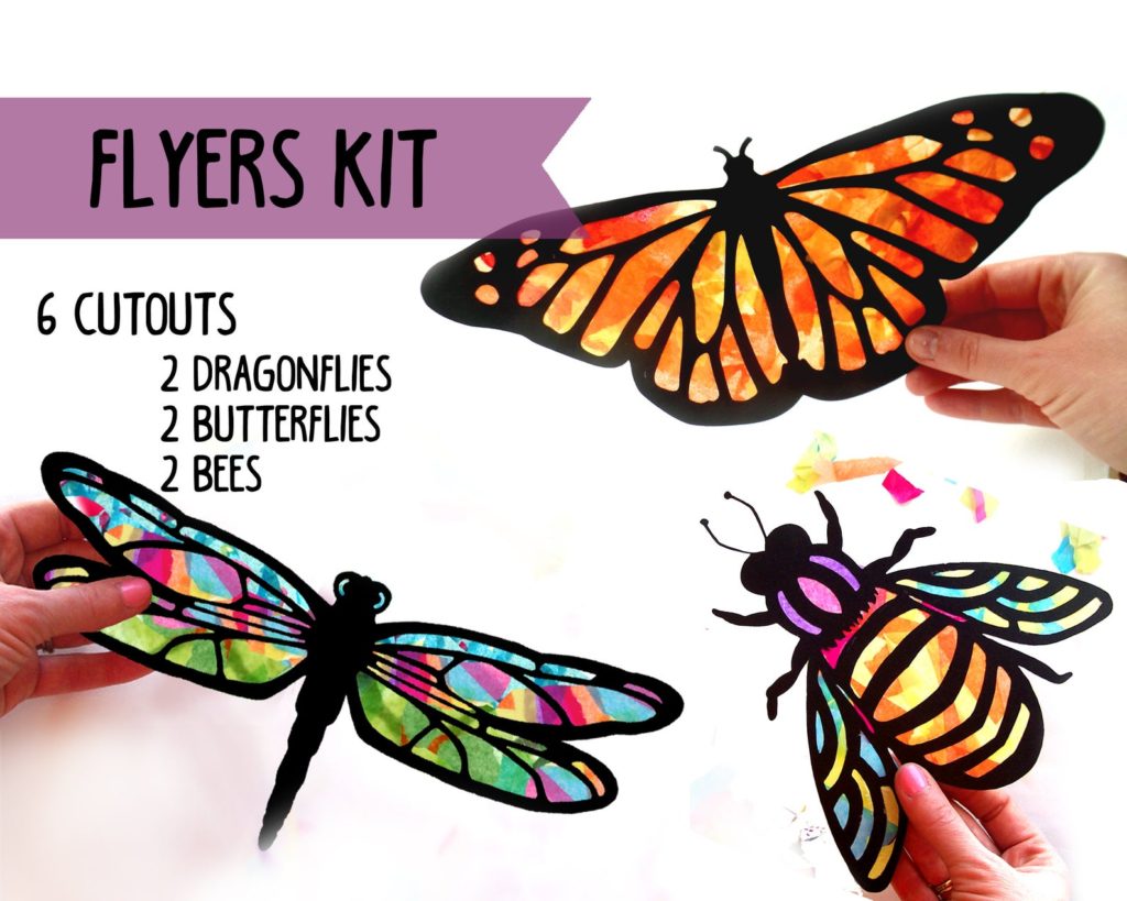 Make Your Own Handmade Gift with Awesome Arts and Crafts Kits for All Ages on Etsy to Inspire Your Creative Side Make Your Own Crafts, Handmade Gifts, HelloSprout Flyers Kits Insects Tissue Suncatchers